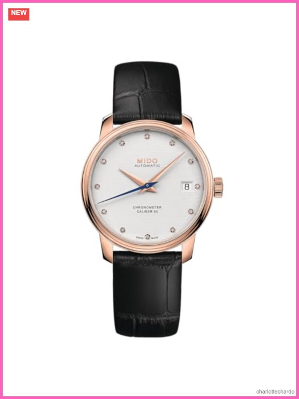 Swiss Automatic Chronometer Watch Leather Strap Sapphire Crystal